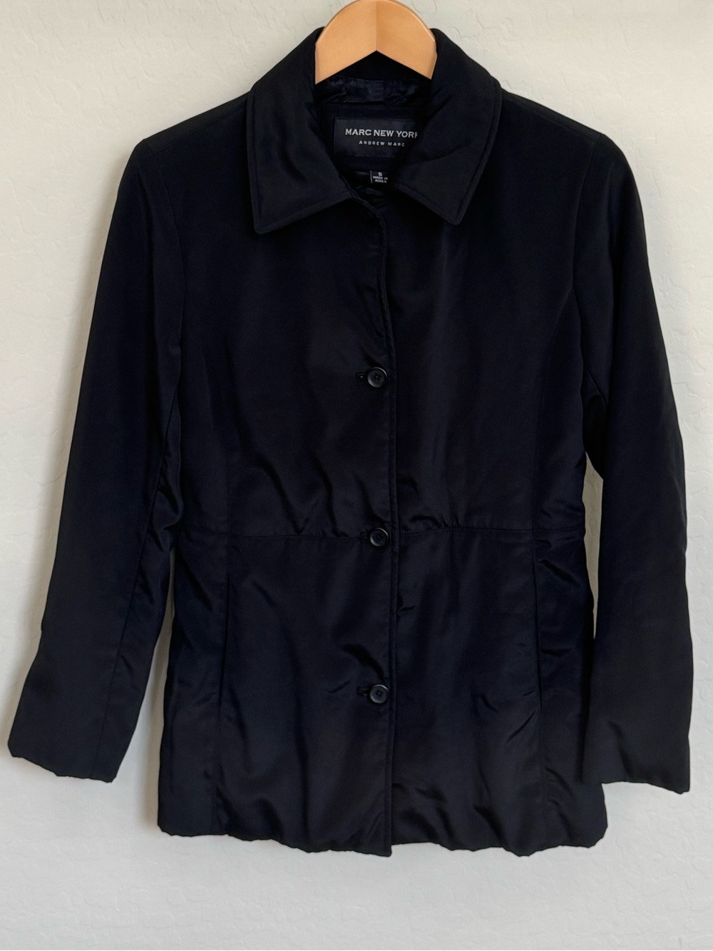Marc New York Andrew Marc Black Button Front Classic Jacket Coat S
